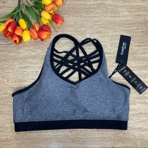 Gray & Black Sports Bra by Bebe Sport Medium